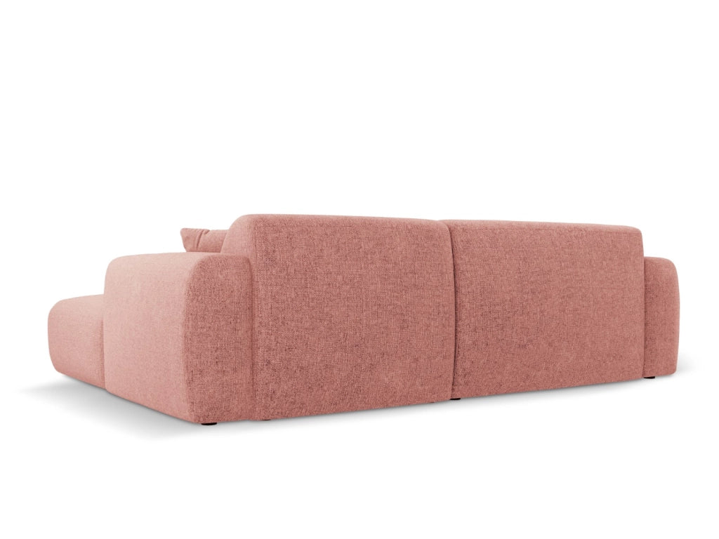 Cosmopolitan Design - Divano angolare sinistro "Nolio" 4 posti in ciniglia rosa 