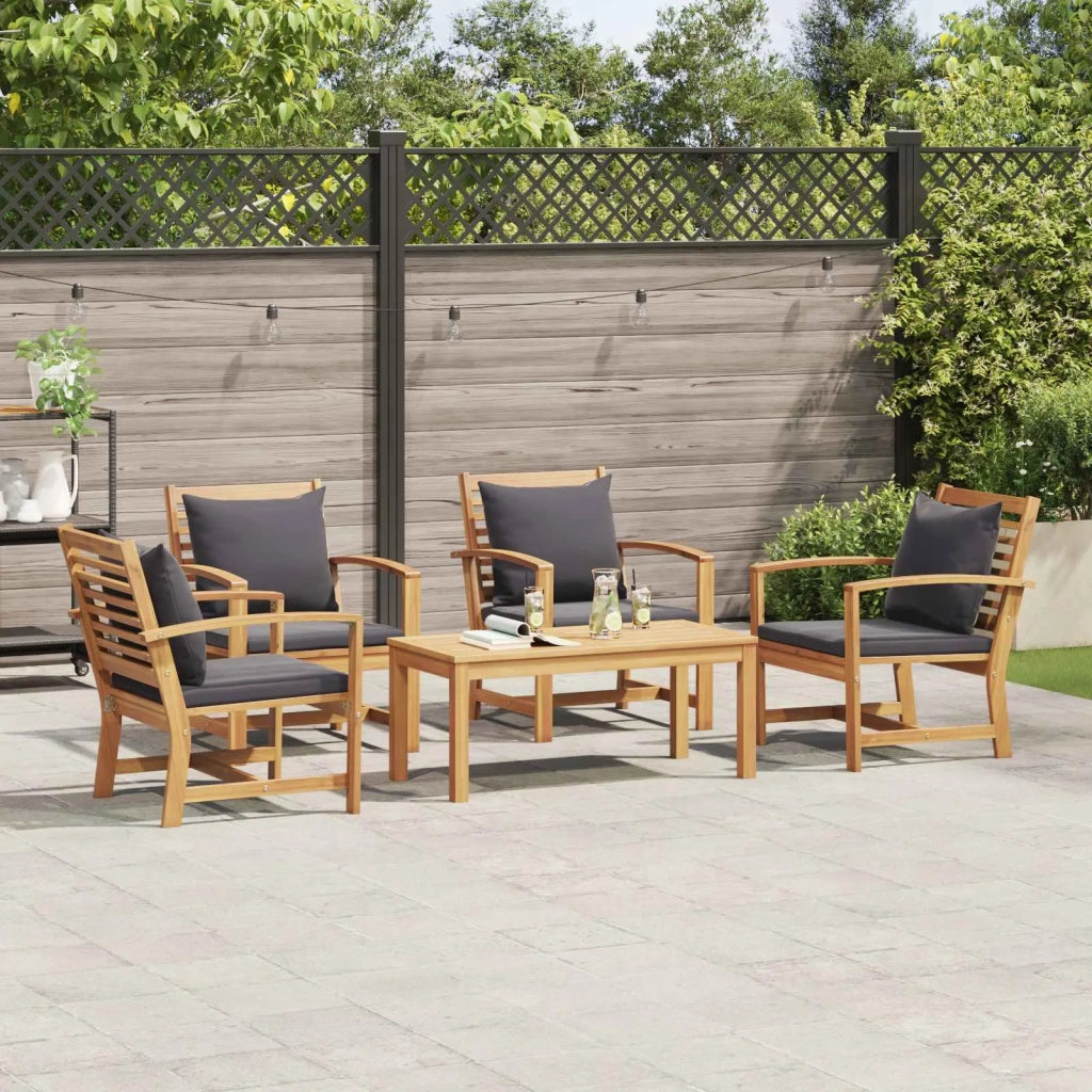 Set Divano da Giardino 5 pcs Naturale Legno di teak solido 3356863