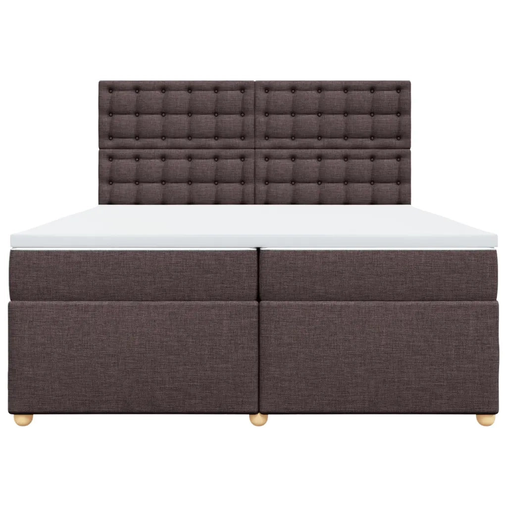 Giroletto a Molle con Materasso Marrone Scuro 200x200cm Tessuto
