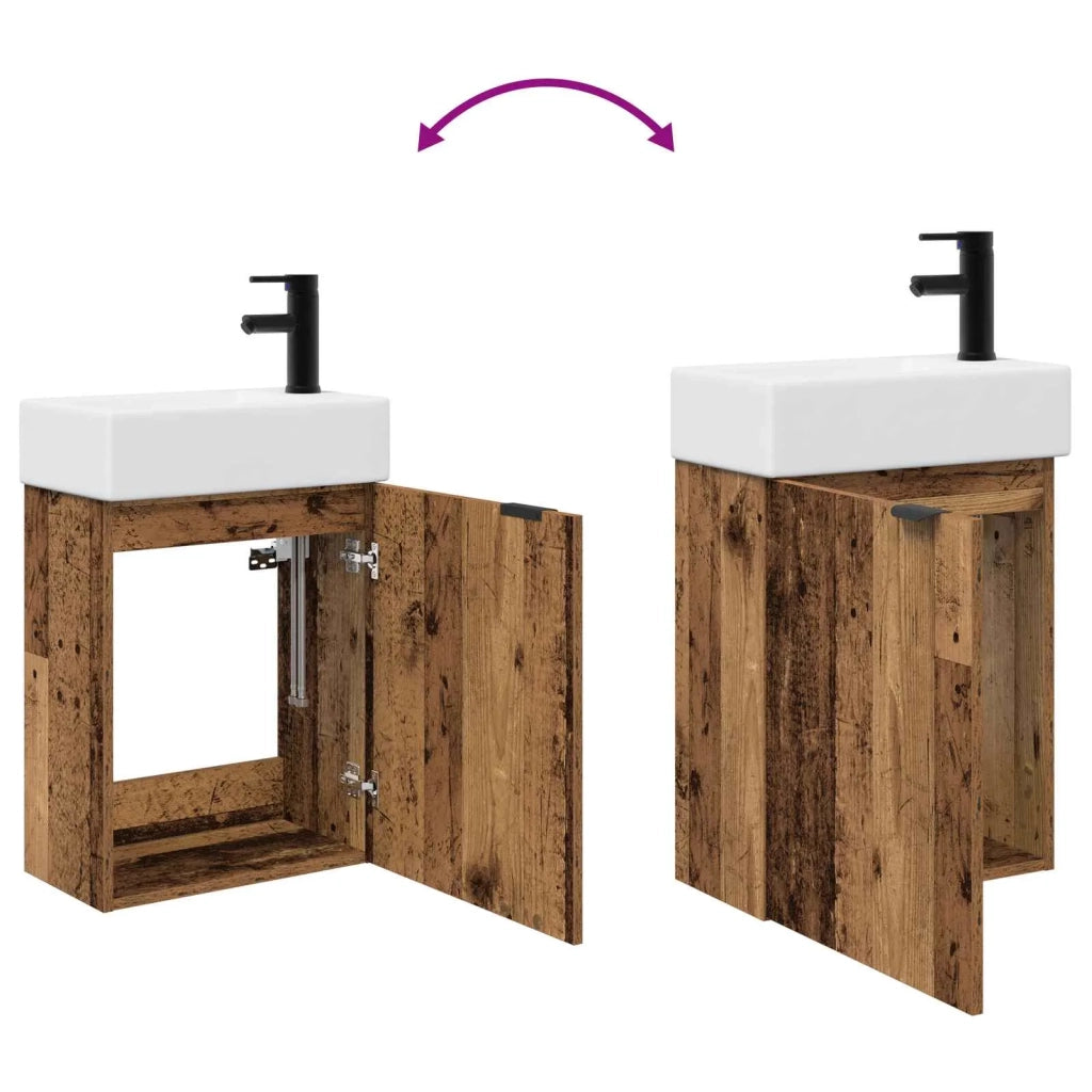 Mobile bagno con rubinetto Legno antico 45,5 x 22,5 x 84 cm 889439