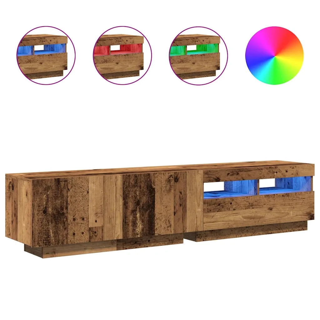 Mobile Porta TV con LED-Mobile per TV-Credenza TV Legno Antico 180x35x40 cm Truciolato