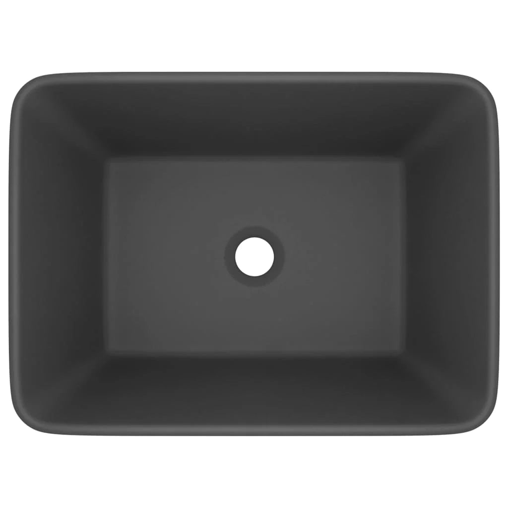 Lavabo da appoggio di lusso lavabo da bagno mobiletto rettangolare 41 x 30 cm ceramica grigio scuro opaco 02_0002791