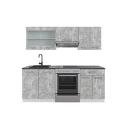 Vicco Cucina componibile Cemento/Bianco 200 cm senza piano di lavoro