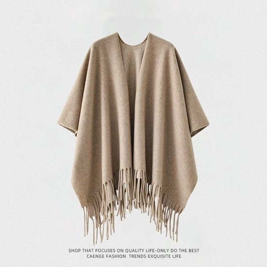 Scialli per donne Sciallo elegante Sciallo morbido intrecciato Sciallo con apertura anteriore Poncho Autunno Inverno Sciallo caldo moda
