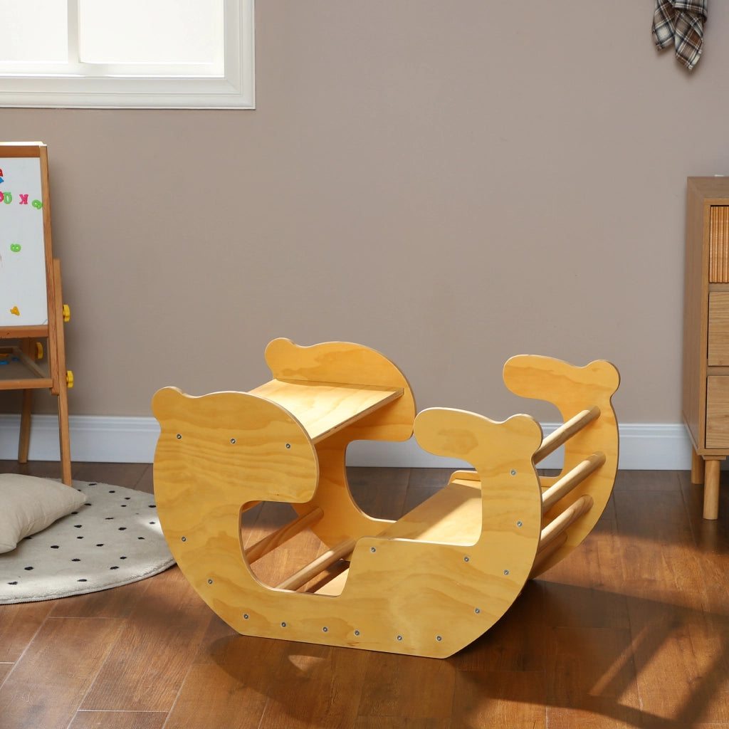 Casetta Giocattolo con Scala ¨C zephmum ¨C Legno Naturale per Bambini 18-48 Mesi