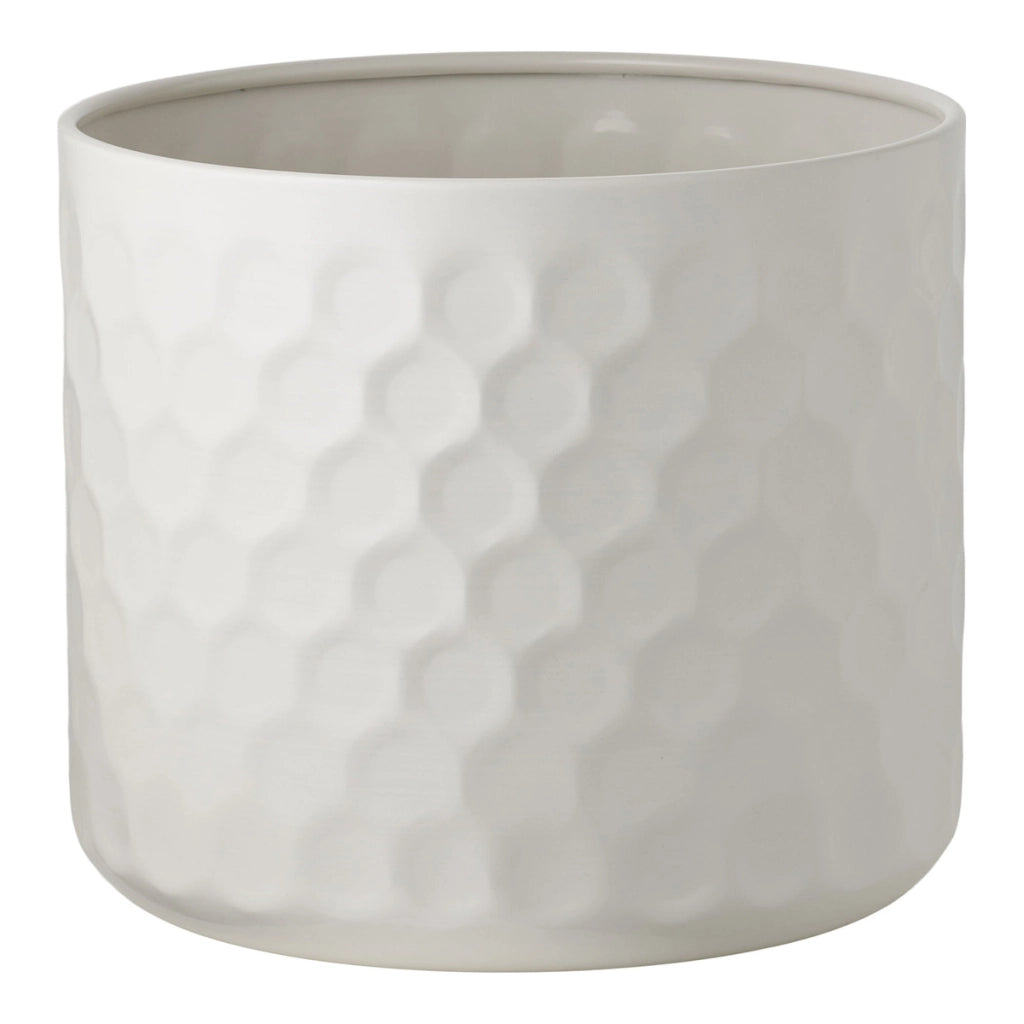 Vaso per Piante HN15, Bianco, Metallo, 24,5x24,5x21 cm