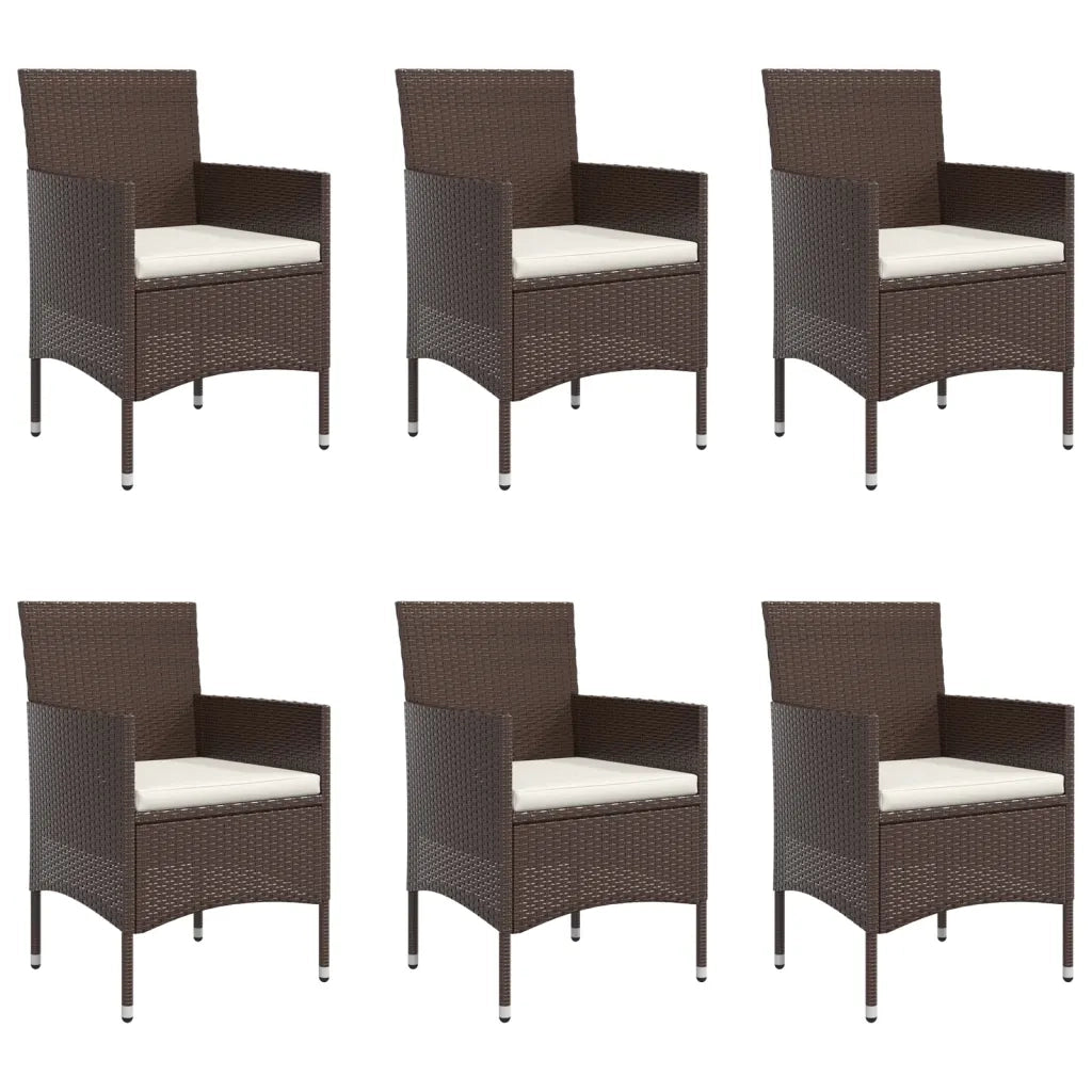 Set da Pranzo da Giardino 7 pz con Cuscini Marrone e Nero cod mxl 44577