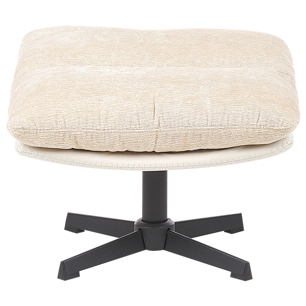 Poltrona girevole con poggiapiedi Beige Ciniglia Base singola Seduta imbottita