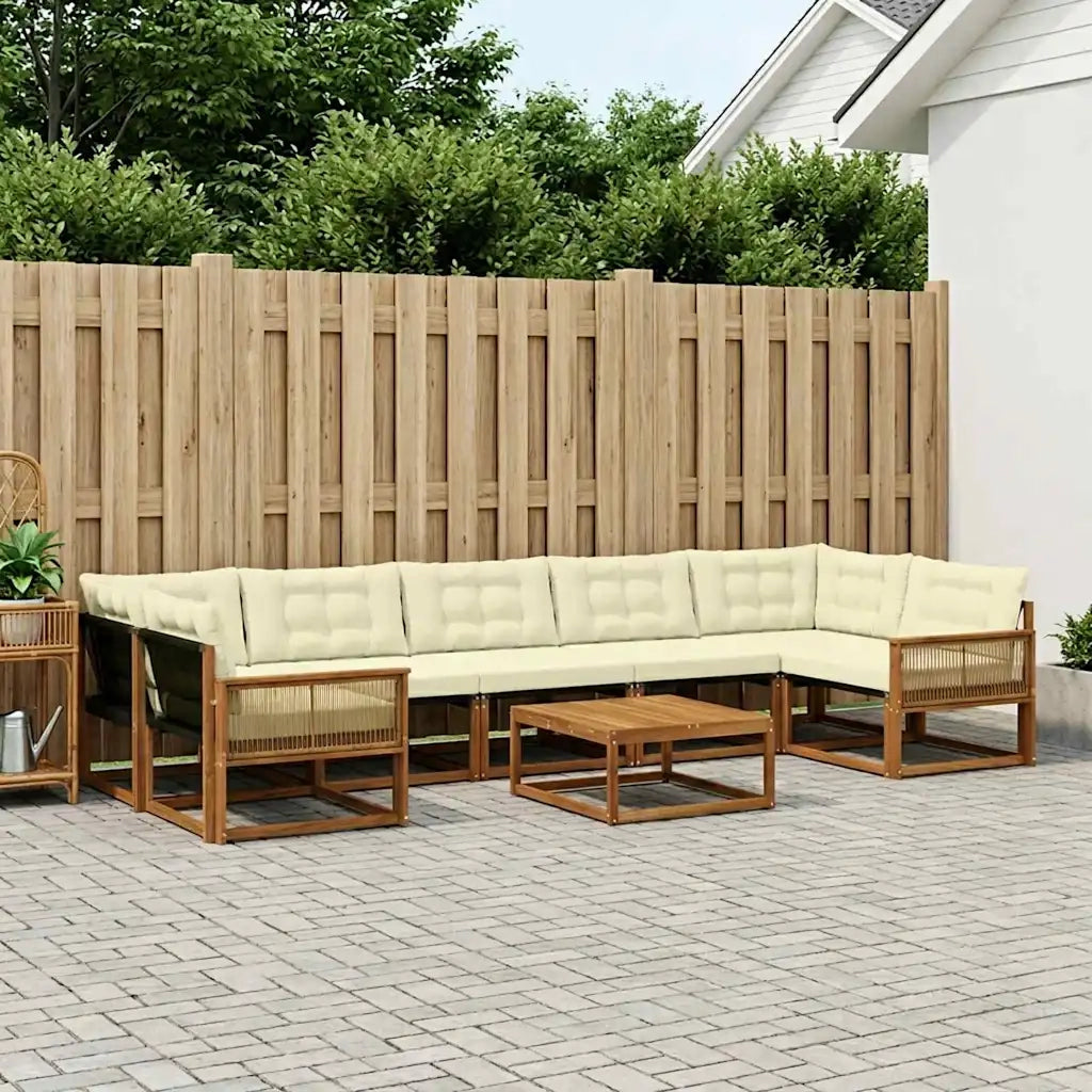 Set di divani da esterno con cuscino 8 pcs Naturale e Crema