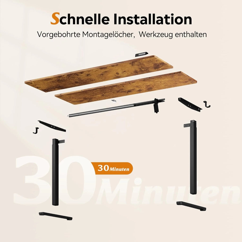 Scrivania regolabile in altezza ¨C zephmum ¨C 160x70 cm, legno, marrone