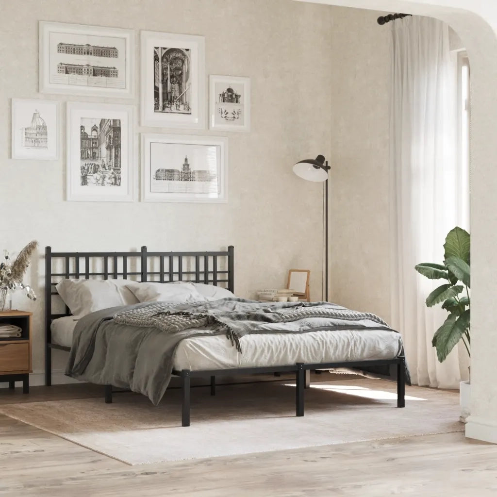 Giroletto con Testiera-Struttura Letto con testiera in Metallo Nero 140x190 cm 113917
