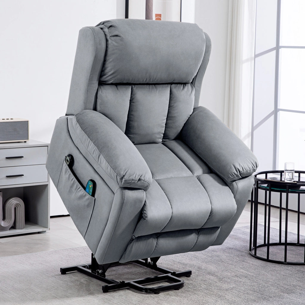 Poltrona elettrica reclinabile massaggiante con riscaldamento ¨C Zephmum ¨C Grigio tessuto sintetico