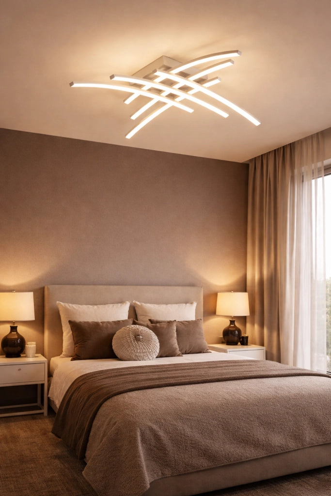 Plafoniera LED Moderna 38W 3040LM Design Curvo Intrecciato, CCT Switch Calda 3000K Naturale 4000K Fredda 6500K, Soffitto Alluminio Acrilico, da Interno