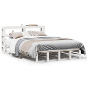 Letto matrimoniale | Letto per adulti | Giroletto con Testiera Bianco 120x200 cm Legno Massello di Pino