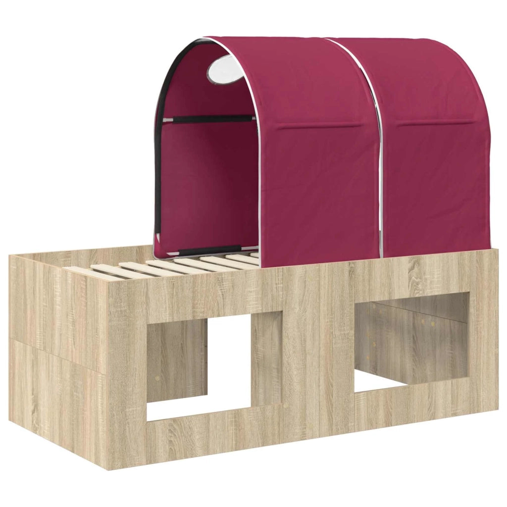 Letto con Tunnel 3 pz Rovere Artigianale e Rosso 3423519
