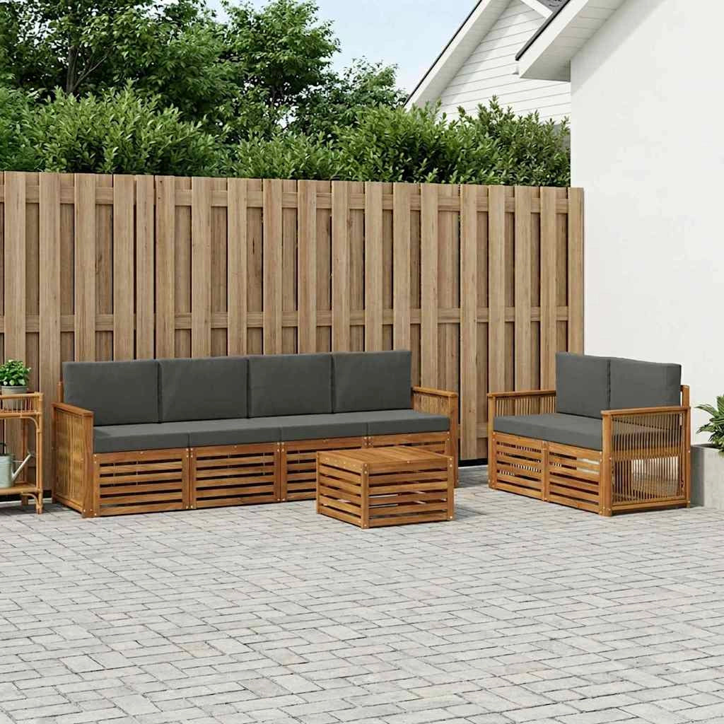 Set di divani da esterno 7 pz Naturale e Antracite 3384058