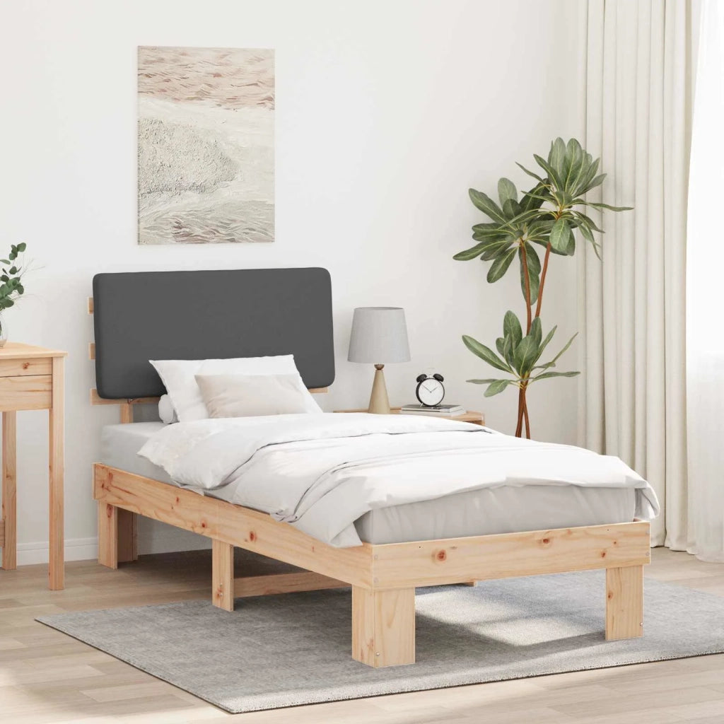 Letto con Testiera Rivestita Grigio scuro 90 x 190 cm 877385