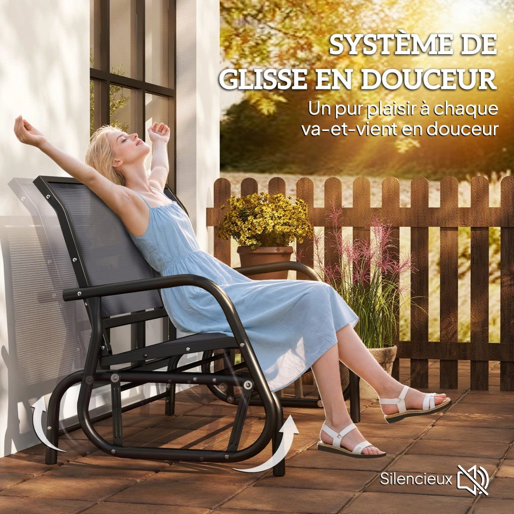 Divano da Giardino 2 Posti ¨C zephmum ¨C Grigio Acciaio Textilene