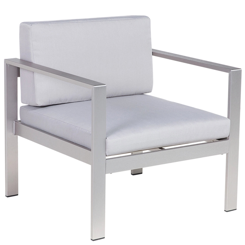 Set da giardino in 4 pezzi divano in legno di plastica grigio con 2 sedie e tavolino da caffè