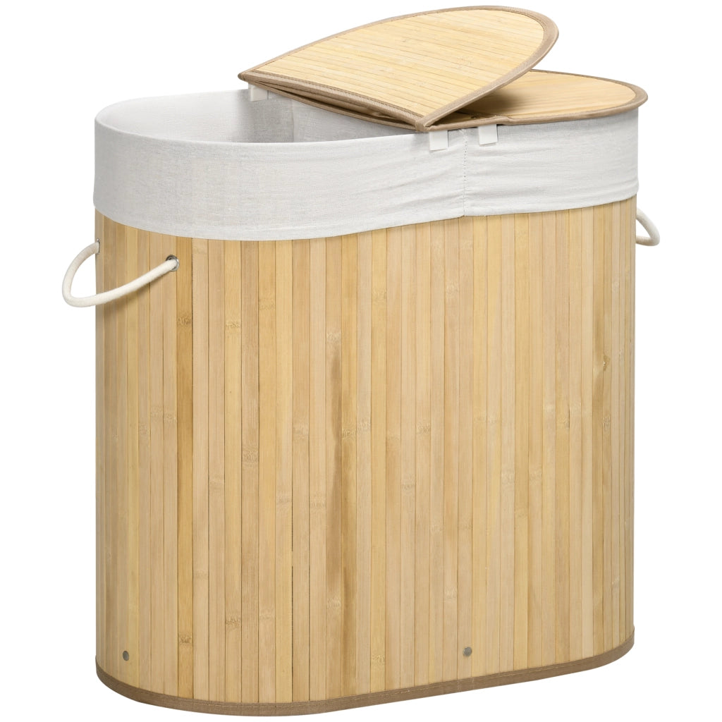 Cestino Portabiancheria 2 Sezioni ¨C zephmum ¨C 62.5x37x60.5 cm
