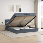 Letto Ottomano con Materasso e LED Grigio Scuro 200 x 200 cm 3457162