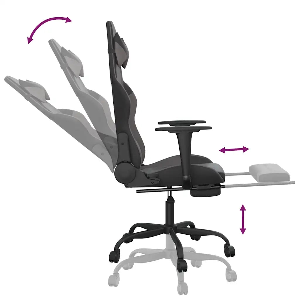 Sedia da Gaming Massaggio Poggiapiedi Nero e Grigio Similpelle cod mxl 62672