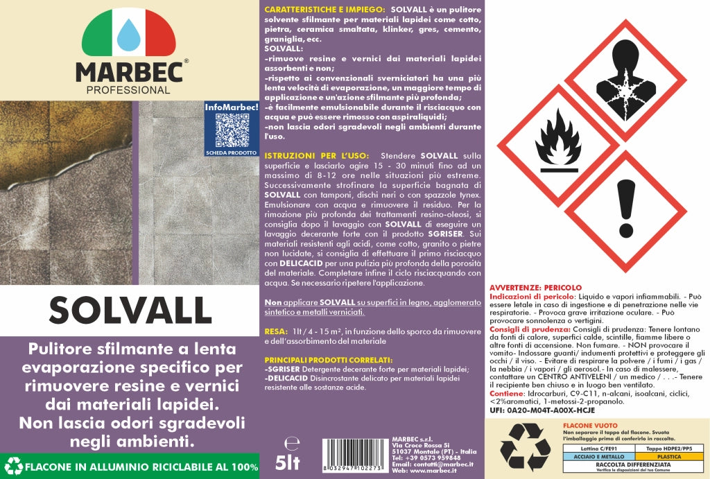 Pulitore sfilmante per materiali lapidei SOLVALL   5LT