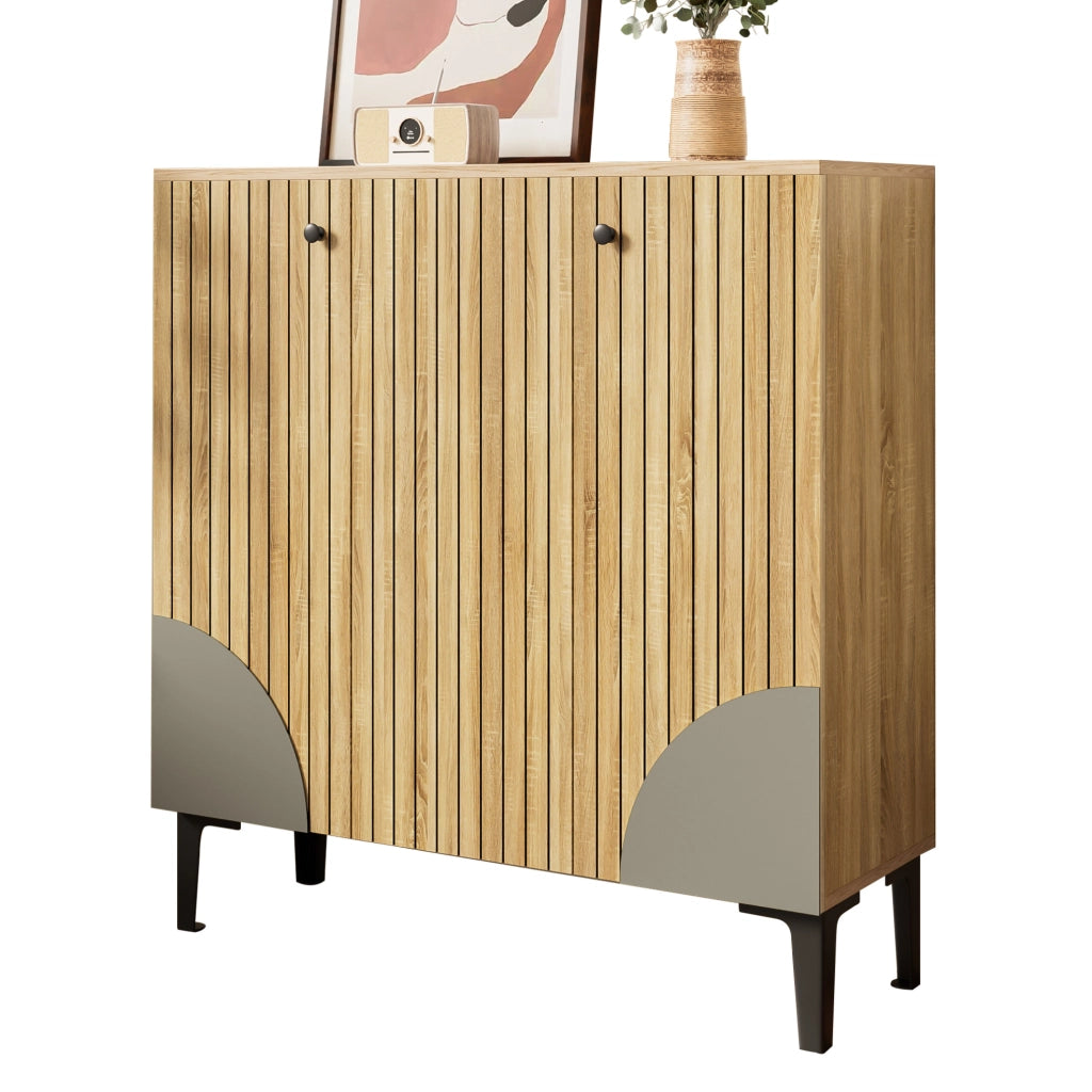 Scarpiera moderna 90x32x94 cm effetto legno con ante