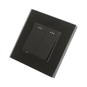 Interruttore a doppia testa, nero, da incasso, 220V, 16AX, spia luminosa, cornice in vetro 86x86x34mm