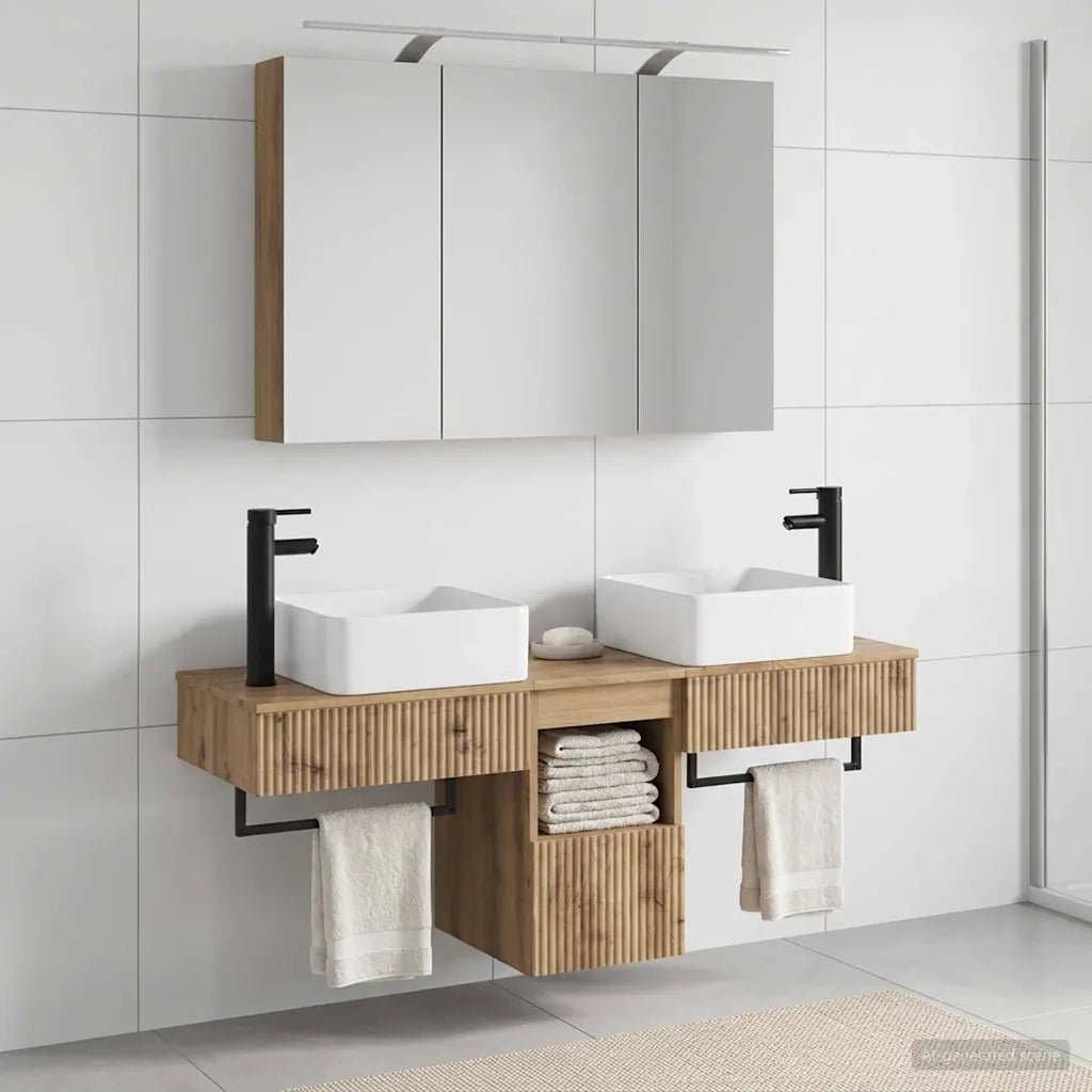 Set di Armadi da Bagno 4 pz Rovere Artigianale