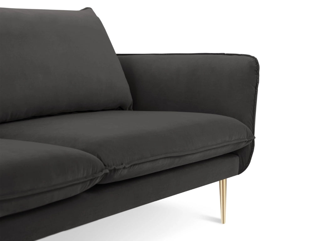 Cosmopolitan Design - Divano "Vienna" 4 posti in velluto grigio scuro 