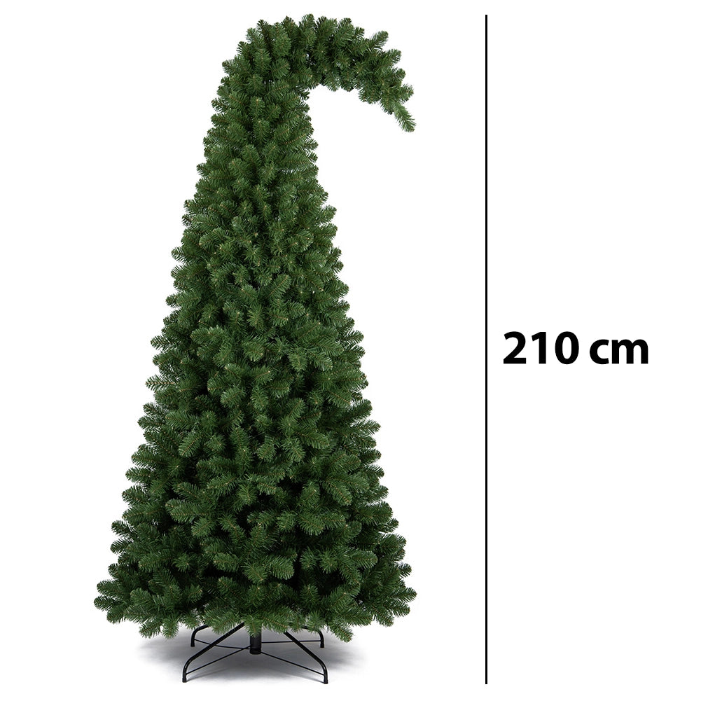 Albero di Natale Verde Punta Ricurva 210cm Artificiale 1100 Punte Pvc Ignifugo