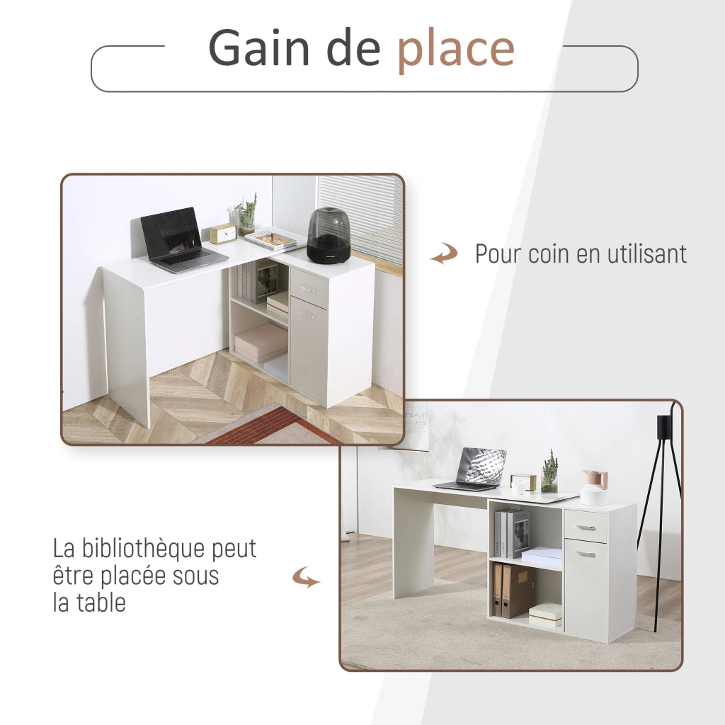 Scrivania angolare girevole 180¡ã ¨C zephmum ¨C bianco 117x82x74 cm