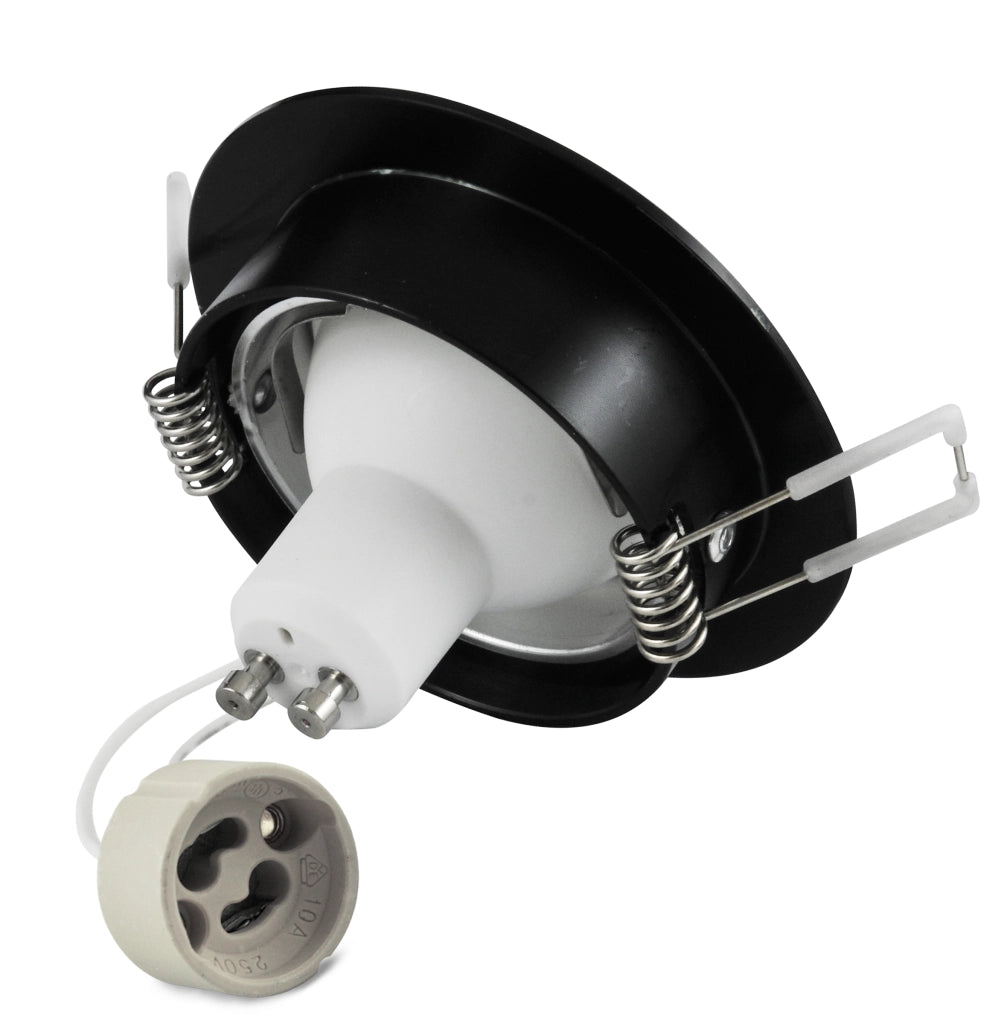 Faretto incasso LED tondo nero spazzolato GU10 Polux