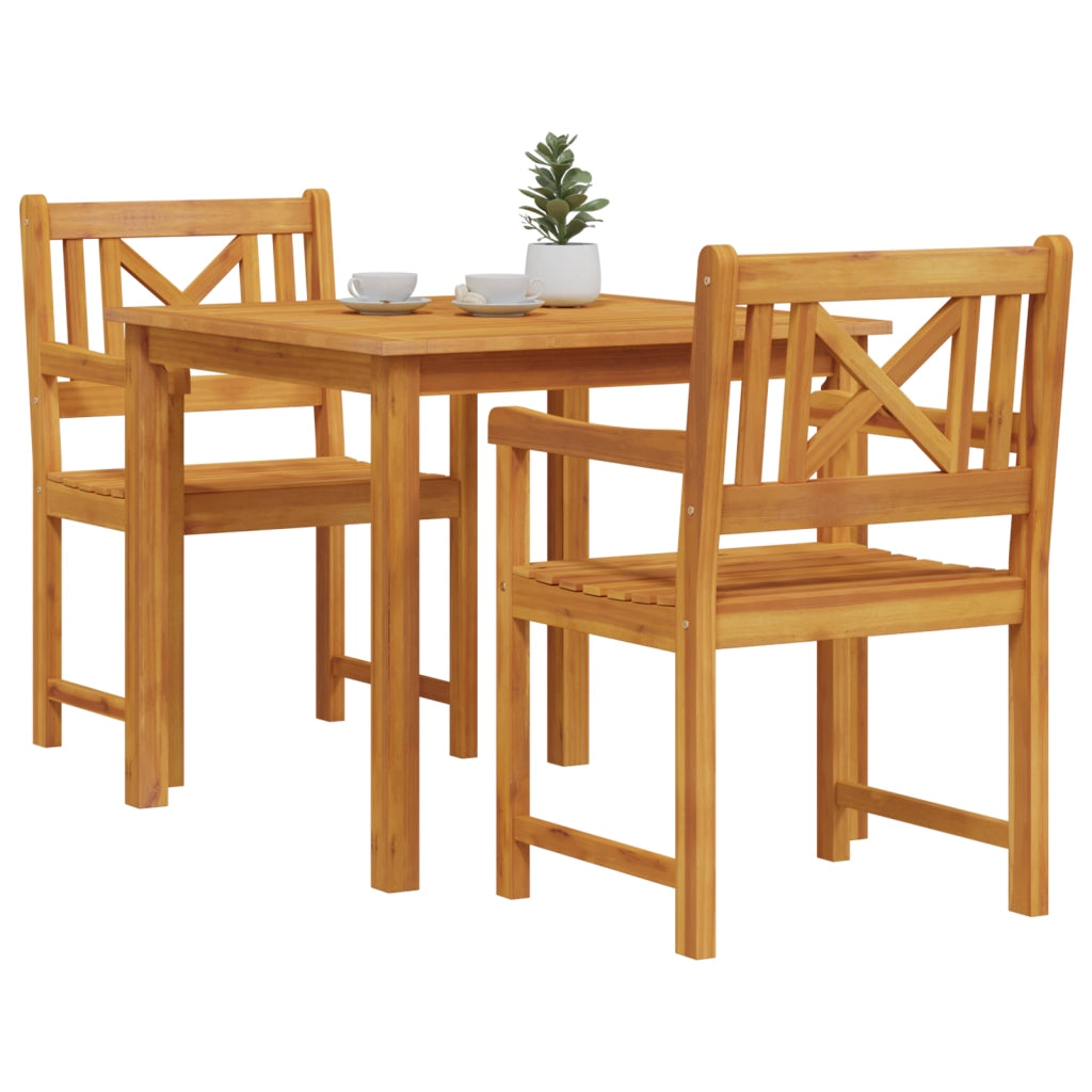 Set da pranzo giardino  in legno massello di acacia da 3 pezzi