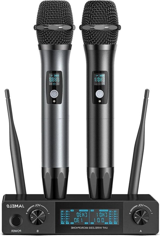 Set di microfono a mano wireless UHF metallico - microfono karaoke con ricevitore - microfono professionale per uso domestico - karaoke chiesa dj canto matrimonio - conferenza riunione 60