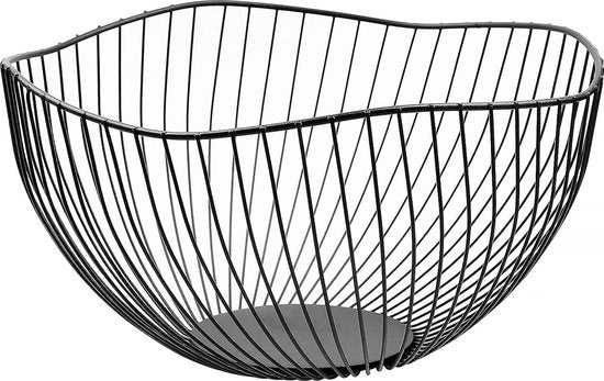 Fruitiera con disegno a forma di golf, ciotola di frutta nera, metallo, ciotola per frutta multifunzionale in ferro, ciotola decorativa a filo (26 x 26 x 14 cm)