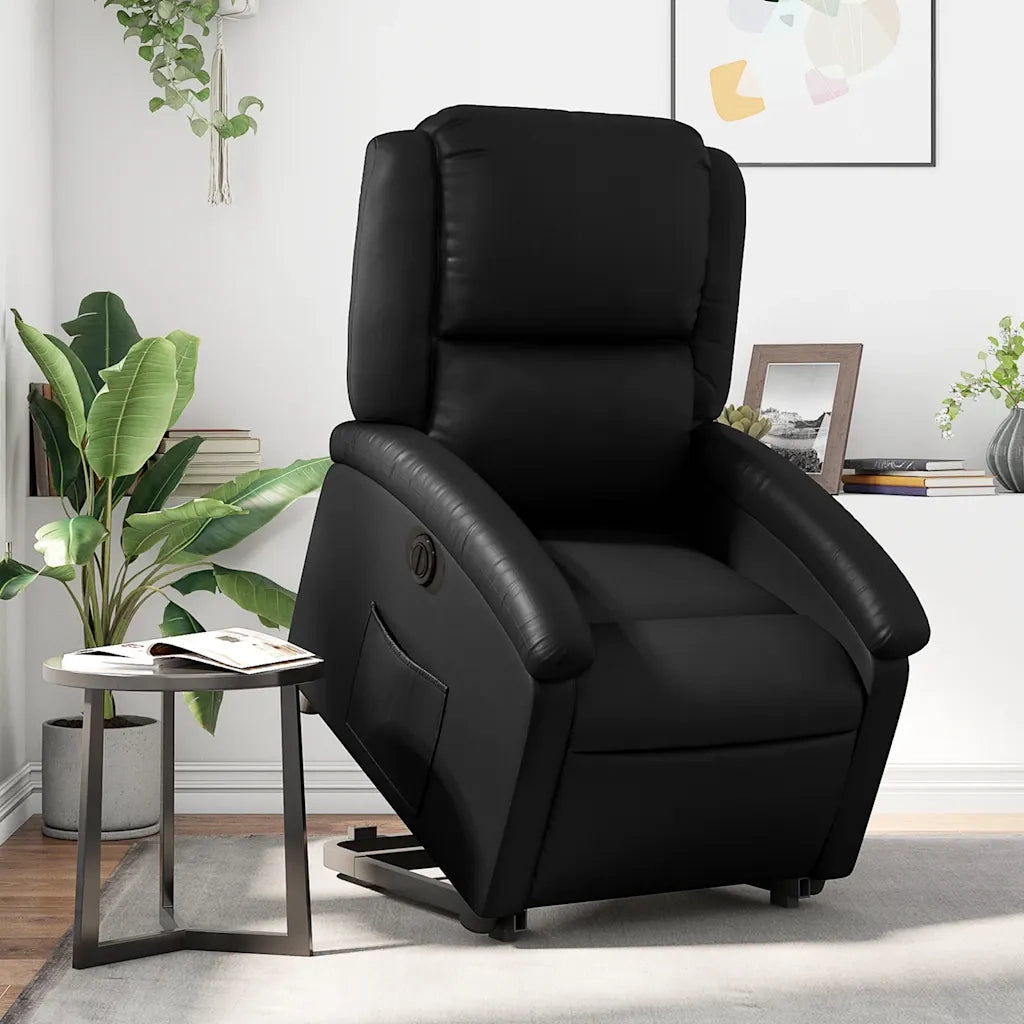 Poltrona Alzapersona Reclinabile Elettrica Nera in Similpelle 3204240
