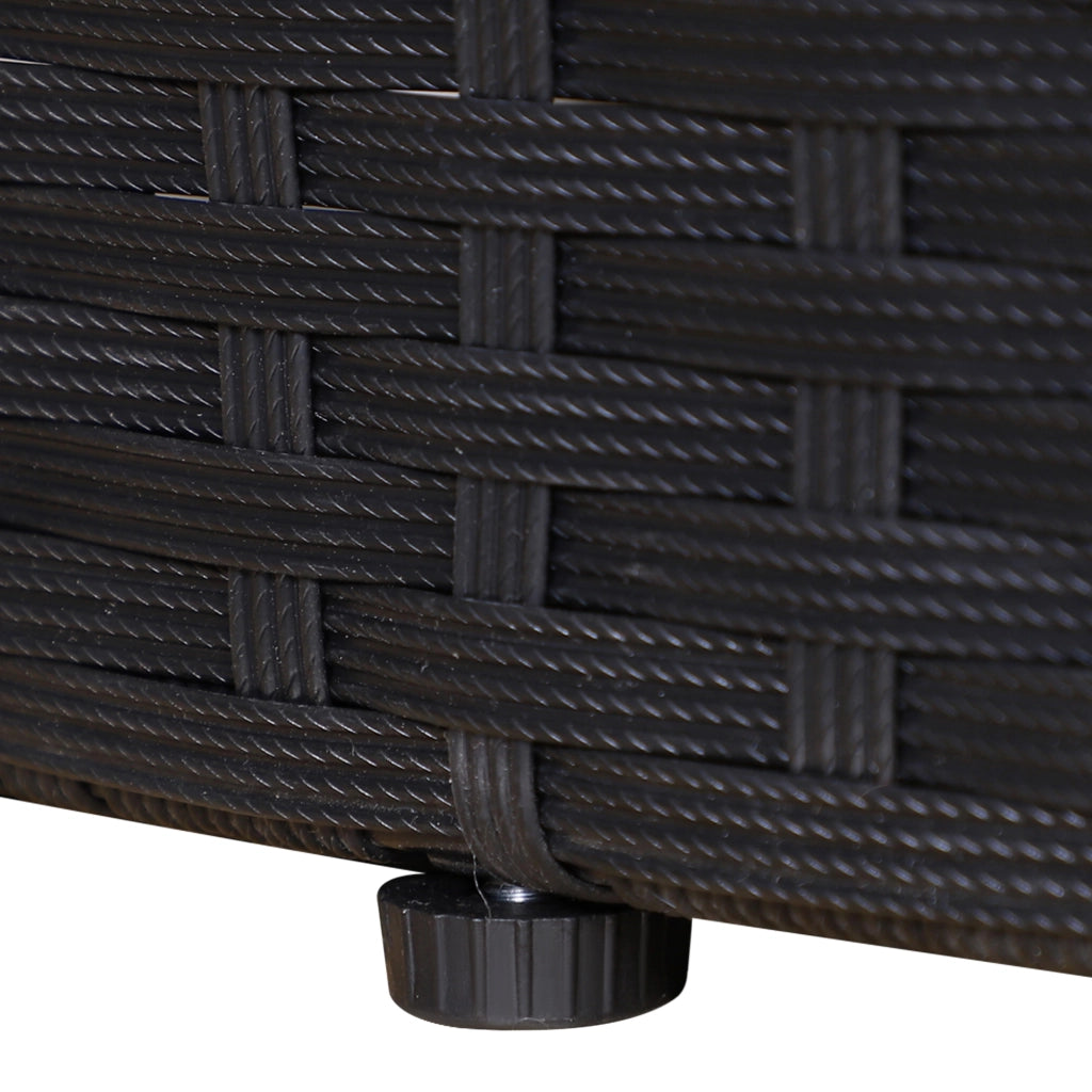 Set 4 Pzi Divano Circolare da Giardino, Mobili Componibili Rattan Nero, Tettuccio e Cuscini Beige 180x175x147cm