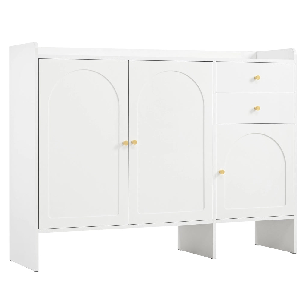 Scarpiera con 3 Ante e 2 Cassetti ¨C Xylo ¨C Bianco, Metallo, 120x90x35 cm