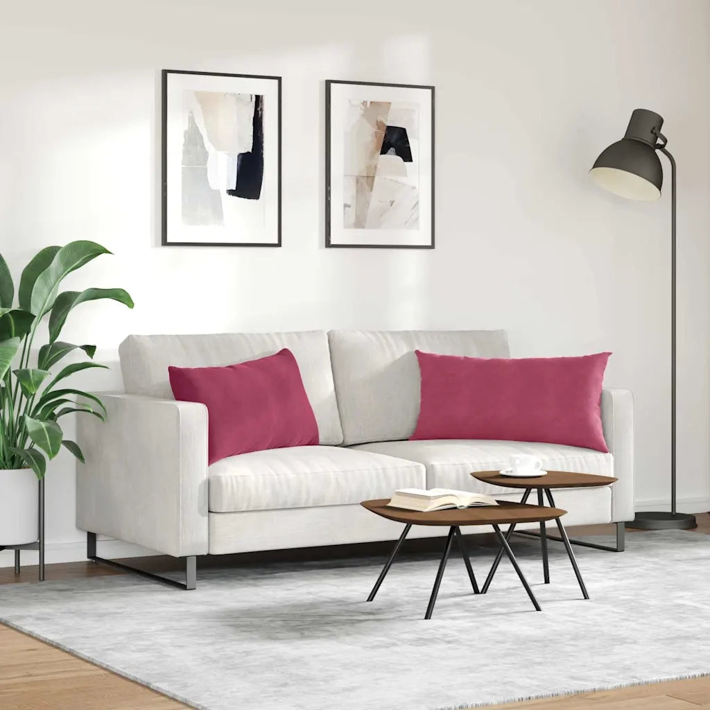Cuscini da Divano 2 pz | Cuscini per sedie Rosso Vino 80 x 40 cm Tessuto in Cords