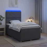 Letto Box Spring LED con Materasso Grigio Scuro 120 x 200 cm 3455840