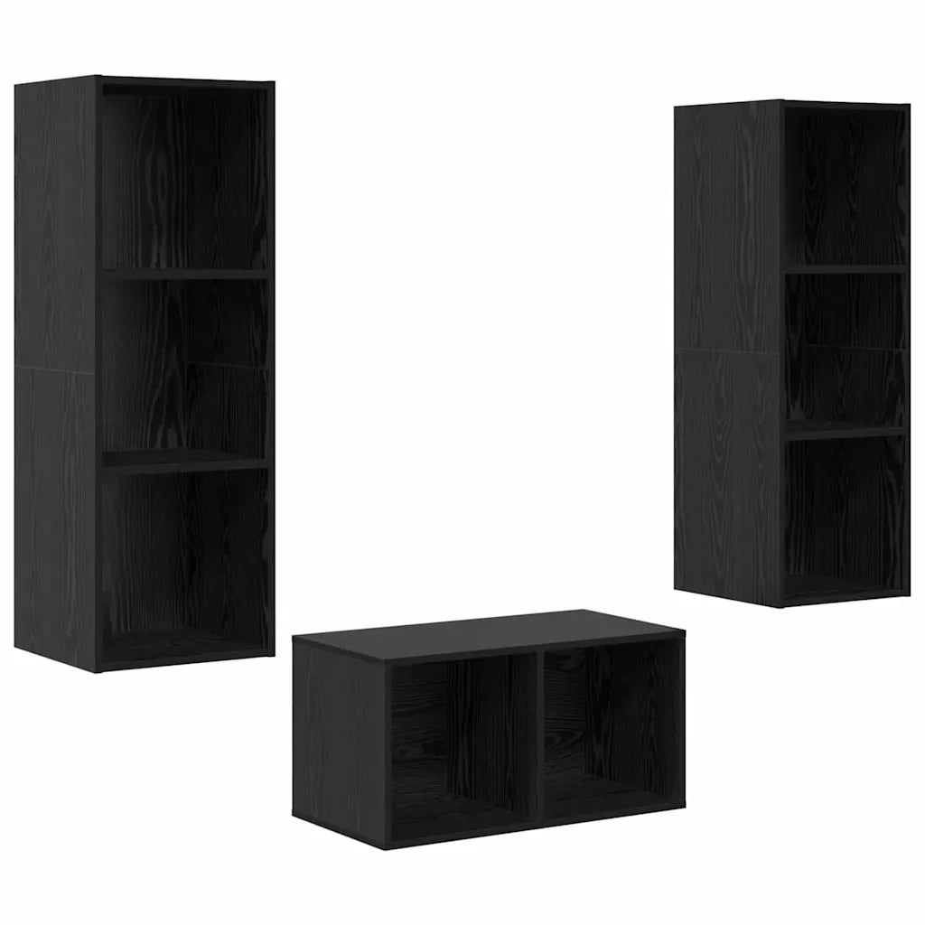 Set mobile TV Rovere Nero 37 x 37 x 107 cm Legno multistrato 3393364