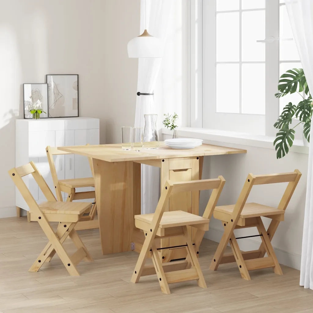 Set da Pranzo 5 pz Corona Pieghevole Marrone Cera in Pino 3295716