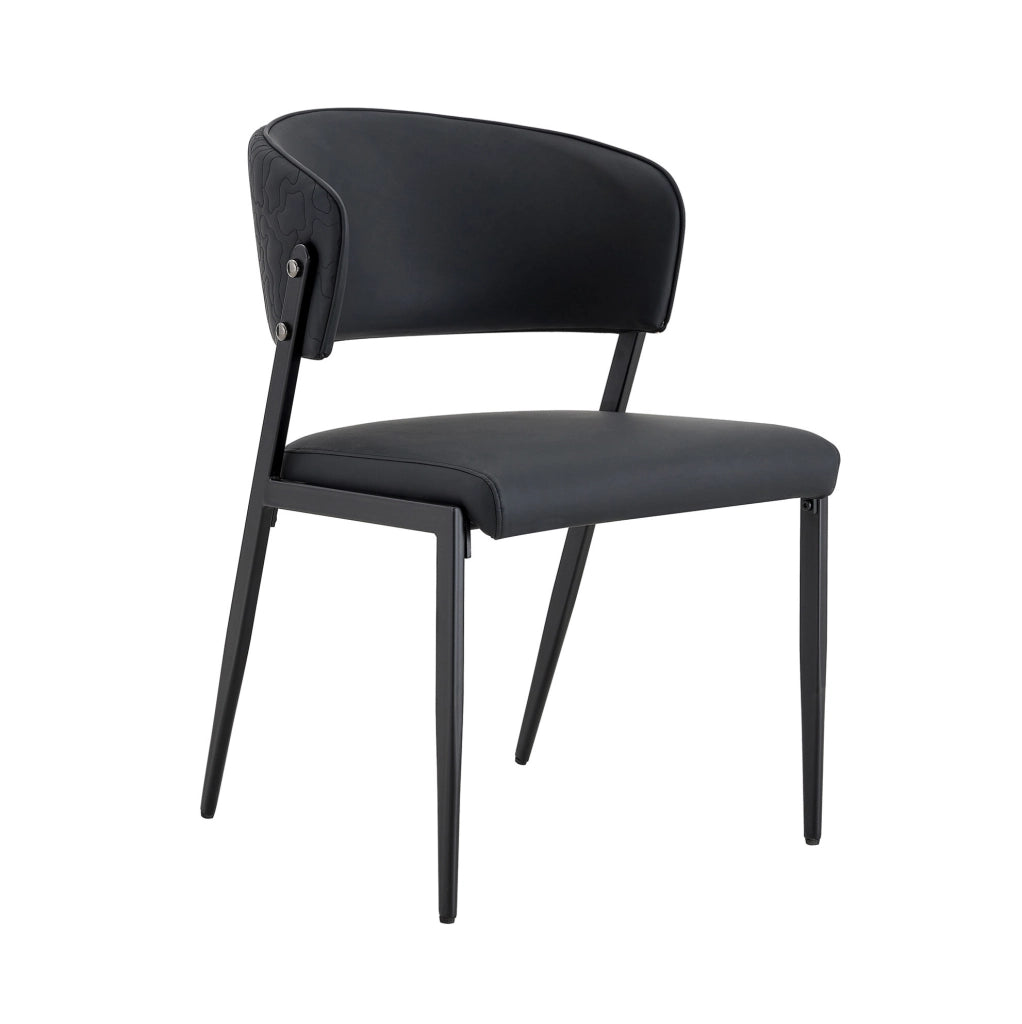 Sedia da pranzo 74.0x53.5x51.0 cm con schienale ergonomico in PU e metallo nera