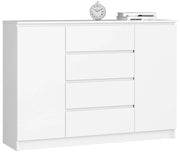 Cassettiera AKORD K140 Bianca 138 cm 2 ante 4 cassetti 138x40x99 cm