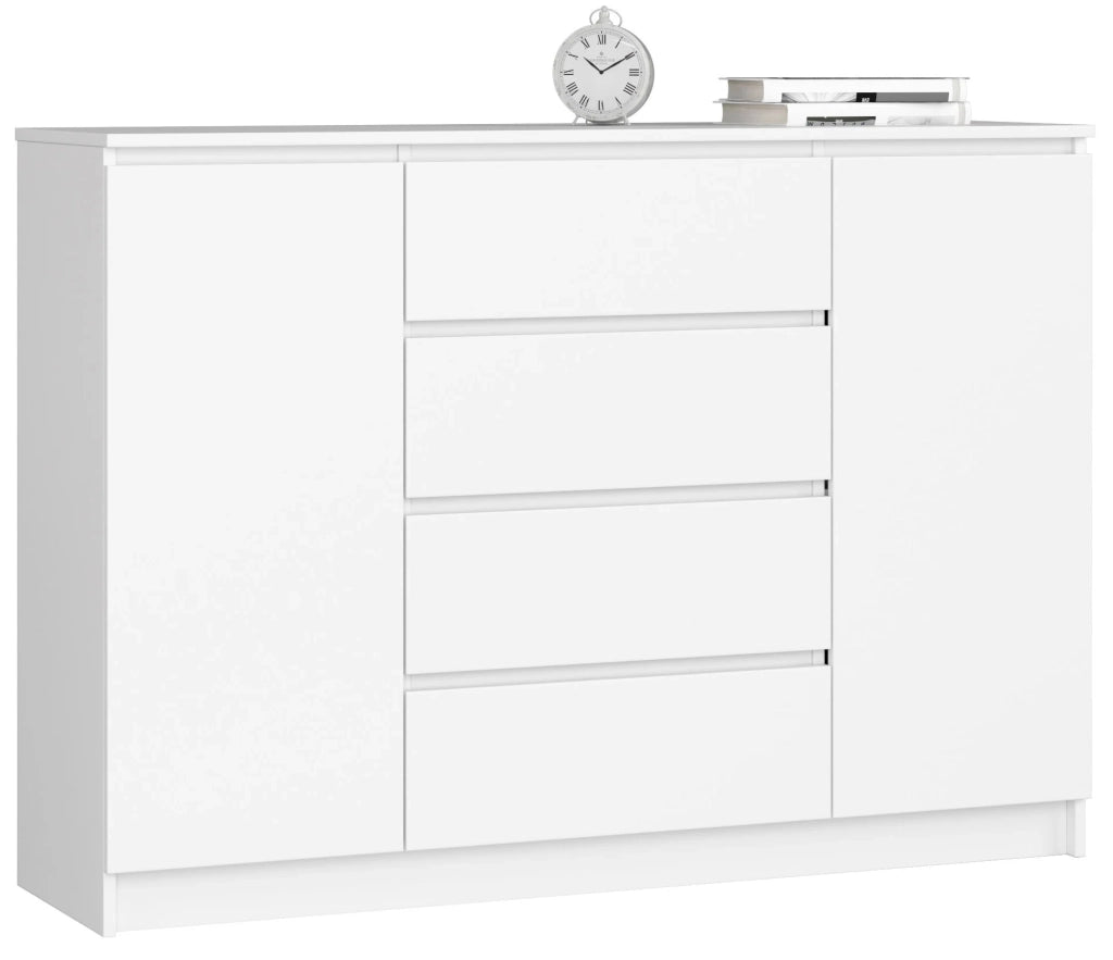 Cassettiera AKORD K140 Bianca 138 cm 2 ante 4 cassetti 138x40x99 cm