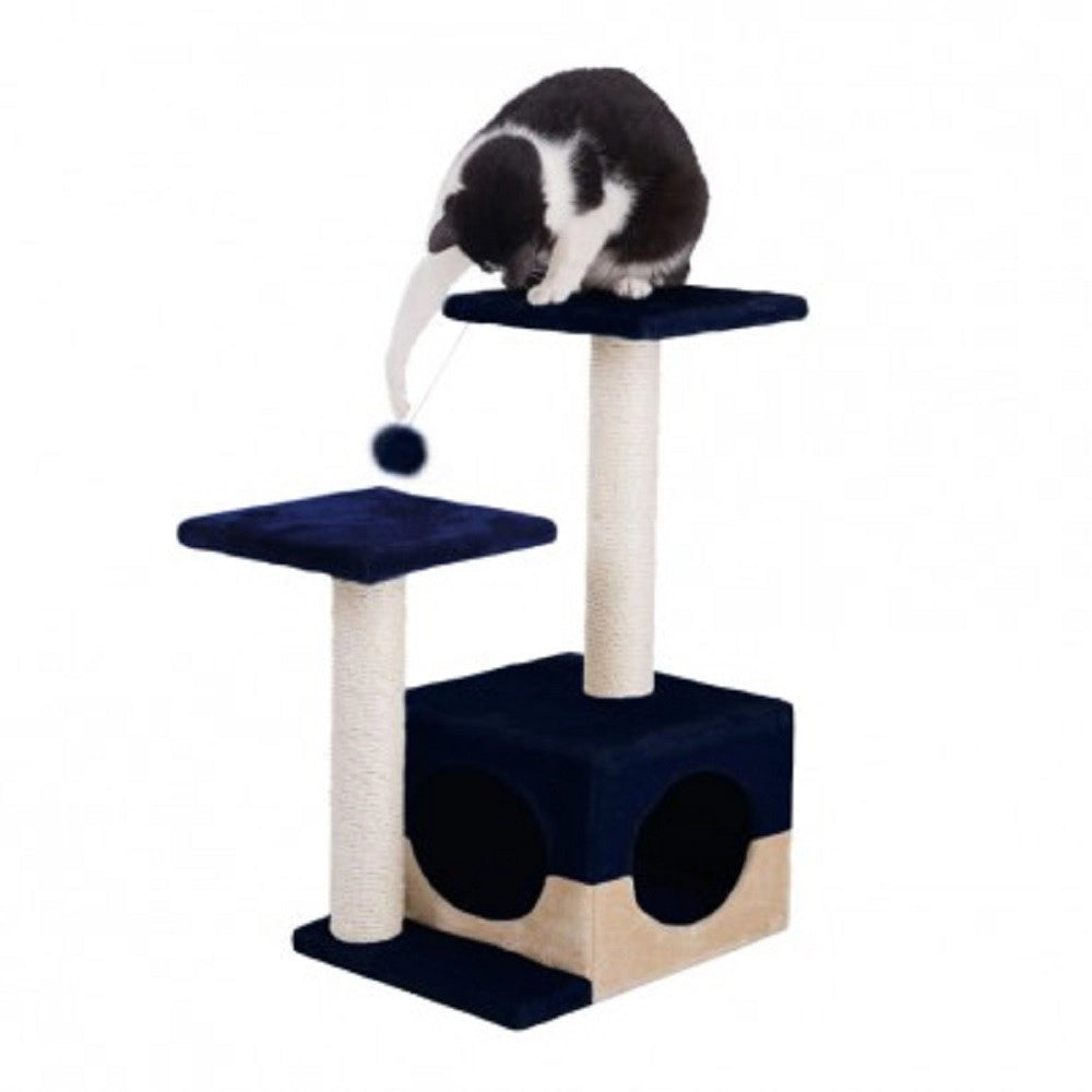 Trade Shop - Cuccia Con Tiragraffi Per Gatto Gatti Con Colonne In Sisal E Due Ripiani -