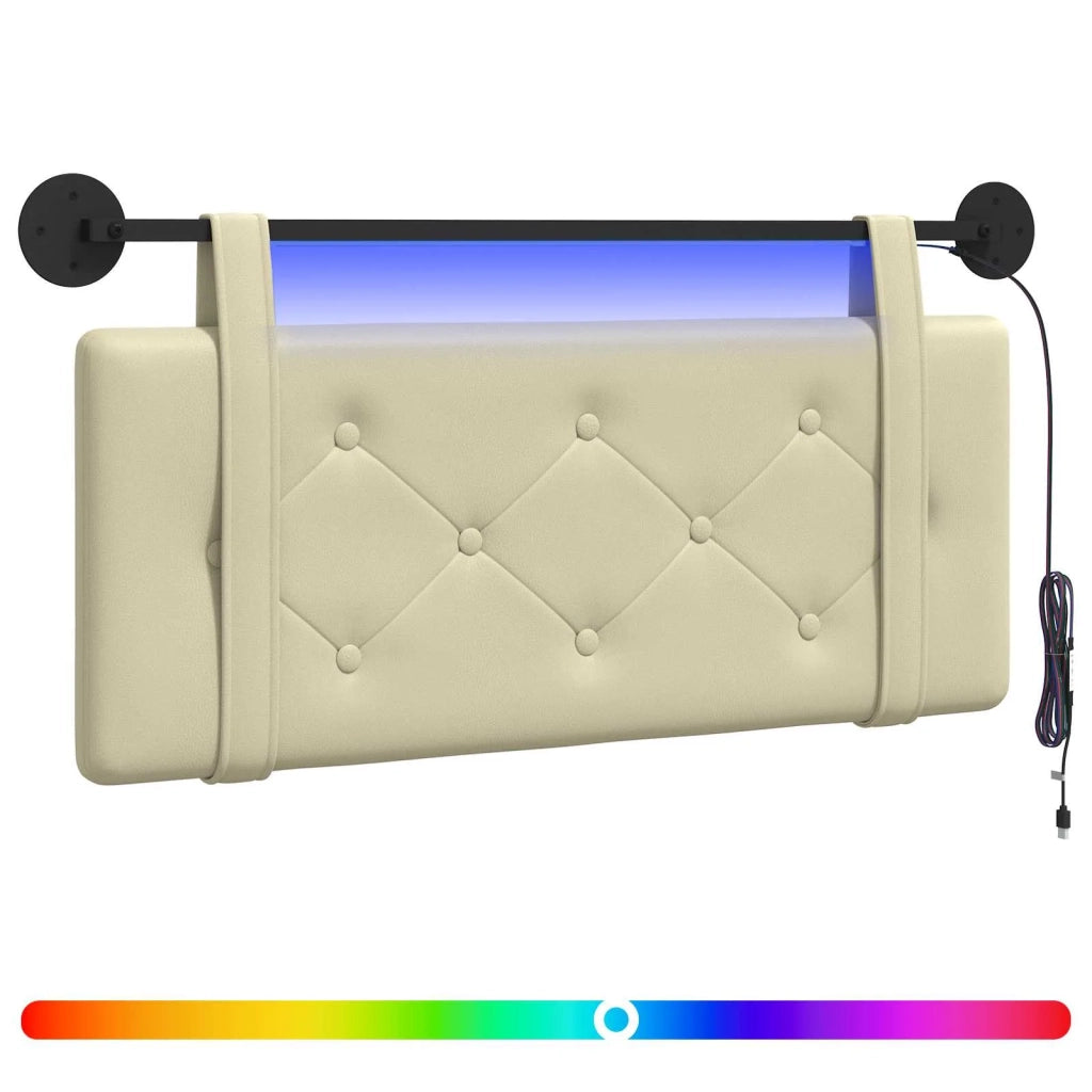 Testiera sospesa Con luce LED Crema Similpelle 3424125