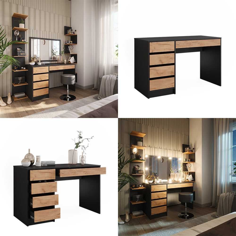 Vicco Tavolo da toilette Antracite/quercia dorata 120 x 75 cm Senza specchio